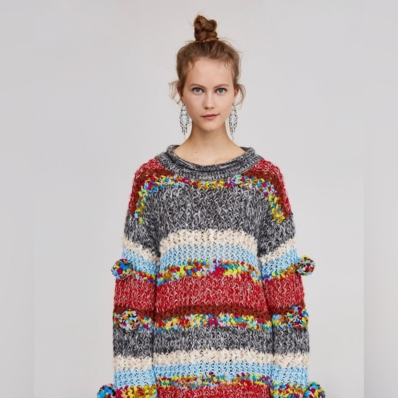 Zara Vibrant Knit Sweater - Red, Blue, Gray 🌈🦄 ❤️ - Picture 5 of 11